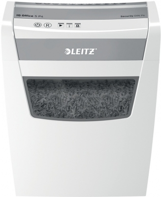 Distrugator documente manual Leitz IQ Home Office S, P4, cross-cut (confeti), 12 coli, cos 23l, alb